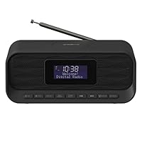 Groov-e Zeus DAB & FM Clock Radio - Dual System Alarm Clock with Bluetooth Connectivity, Wireless Charging, & USB Charging Port - LCD Display - Mains Operated - 60 Preset Stations - Black