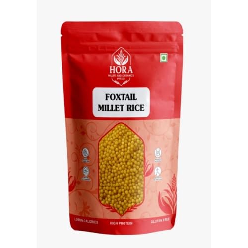 Image of HORA MILLETS AND ORGANICS Foxtail Millet Rice | Unpolished Toasted Millet Grains | Gluten Free Whole Grain Alternative | High Fibre Protein Rich Grain | Quick Cook Millet for Multiple Recipes | 500g