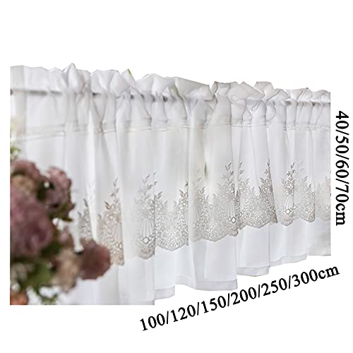 Cortina de cocina para cubrir ventanas pequeñas con un elegante encaje de doble capa. 8