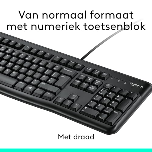 Logitech MK120 Bedraad Toetsenbord- en Muiscombinatie voor Windows, Optische Muis met Snoer, Toetsenbord van Volledig Formaat, USB Plug-and-Play, PC, Laptop, US International QWERTY indeling - Zwart - Afbeelding 6