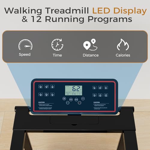 Portable Treadmills for Home, Electric Walking Pad Treadmill with 12 Preset Programs, 3.0HP Treadmill with Handle for Small Home, Waking Pad,Compact Running Treadmills with 320LBS Capacity(Black) by Aiteid - Image 3