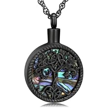 shajwo Cremation Jewelry Tree of Life Urn Ashes Necklace for Women Men of Loved One Abalone shell Ash Pendant Keepsake Memorial Jewelry