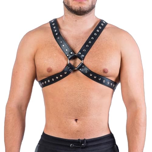 Mens Harness Belt Costume PU Leather Body Chest for Men, Sexy Punk Body Harness Belt, Adjustable Buckle Clothes Outfits, Nightclub Cosplay Clubwear4