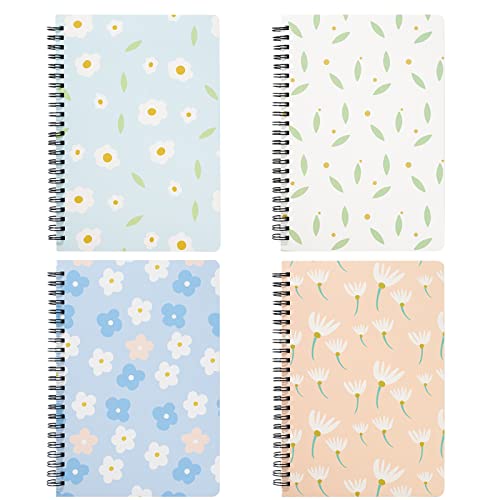 Rhuyoshn 4 Pack Spiral Notebooks 9.8 × 7.1 Inch, B5 Size Bulk Journals, Wide Ruled Wire Bound, Hardcover Floral Lined for School Supplies Girls Women, 80 Sheets/160 Pages -  R21-B501