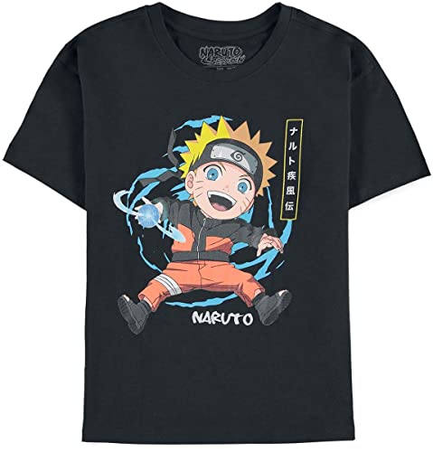 Naruto Shippuden - Camiseta de manga corta para niño, Negro , 14 años