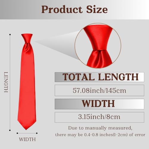 Image of WOXVM Men's Ties Classic Solid Satin Tie Pure Color 3.15 inch Mens Necktie, Premium Formal Black Ties For Men Business & Wedding