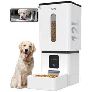 Automatic Dog Feeder Large Breed with Camera – 12L/50 Cups 5G WiFi App Control Dog Food Dispenser, Easy Setup, HD 1080P Video with Night Vision by Yakry