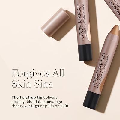 Josie Maran Argan Cream Concealer Crayon - Blemish & Under Eye Concealer Stick - Hydrating Luminous Finish with Buildable Coverage - Non-Comedogenic, Creaseless & Non-Cakey Formula - Light 1 (0.1 oz)