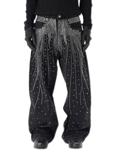 Y2K Skater Jeans Wide Leg Hip Hop Sparkly Bling Glitter Denim