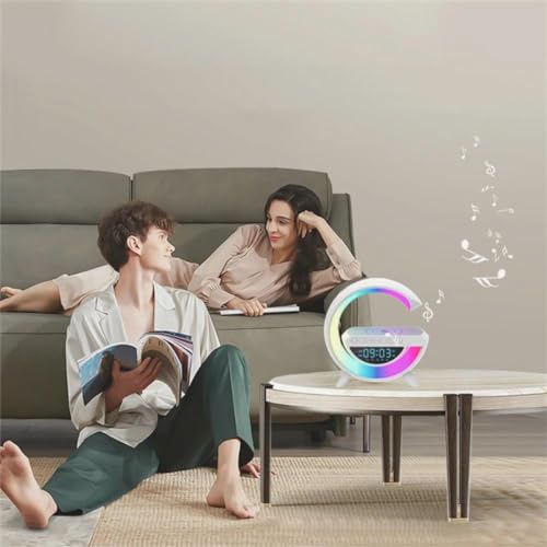 G Speaker Luminária de Mesa Rgb Caixa De Som Carregador Por Indução Despertador Rádio Relógio