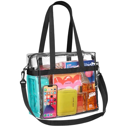 Handy Laundry Clear Bag 12x6x12 Stadium Approved Transparent Tote with Zippered Top & Shoulder Straps Work, Sports, Concerts