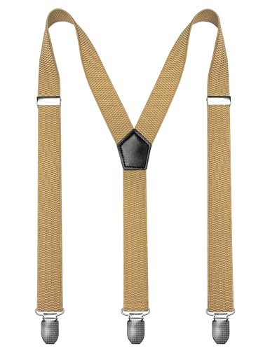Image of RBOCOTT Mens Solid Color Suspender with 3 Cilps Adjustable Braces