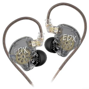 In-Ear-Monitore für KZ EDX Lite: Audiophile Ohrhörer mit dynamischem Treiber, OFC-Draht, abnehmbares 2-poliges Kabel, transparente Schale, geräuschisolierend (grau ohne Mikrofon)