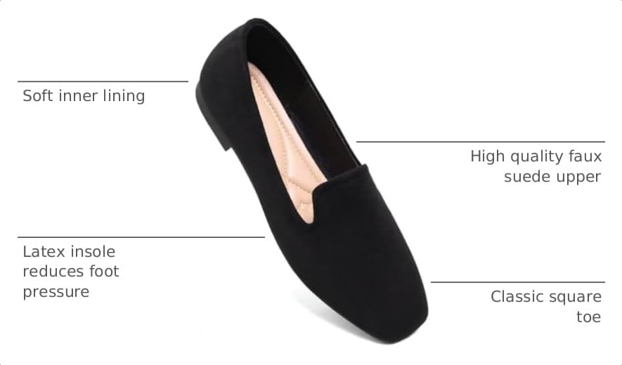 Image of Dear Time Women's Closed Toe Flats Shoes Comfortable Office Slip-on Casual Loafer Flats