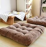HIGOGOGO Square Meditation Pillow, Large Floor Pillow Solid Thick Tufted Seat Cushion for Balcony Bedroom Tatami Living Room, Coffee, 22x22 Inch