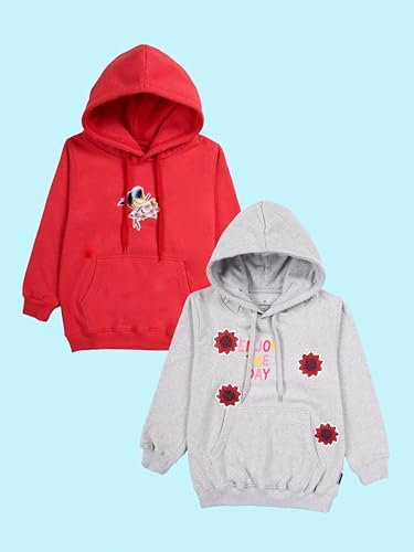 Image of KiddoPanti Unisex Solid Pullover Hooded Fleece Sweatshrit | Cotton Poly Fleece Fabric | Waist Length, Full Sleeve Hoodie | 2 Kangaroo Pockets | Winter Wear for Boys & Girls