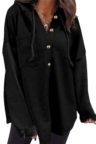 Image of SHEWIN Women Oversized Hooded Sweatshirt Loose Fit Casual Button Hoodies with Pocket 2026