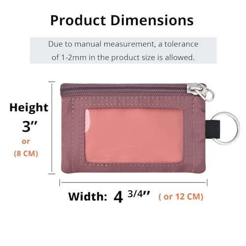 Image of RFID Blocking Travel Wallet with Adjustable Lanyard, Small Nylon Zipper Pouch and Badge Holder for ID, Credit Cards, Cash, Keys, Commuters (CoralBlush+Mauve)