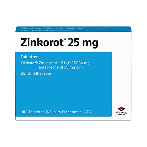 Zinkorot 25 Tabletten: Hochdosierte Zink Tabletten mit 25mg Zinkorotat pro Tablette nur 1x täglich 100 Stück