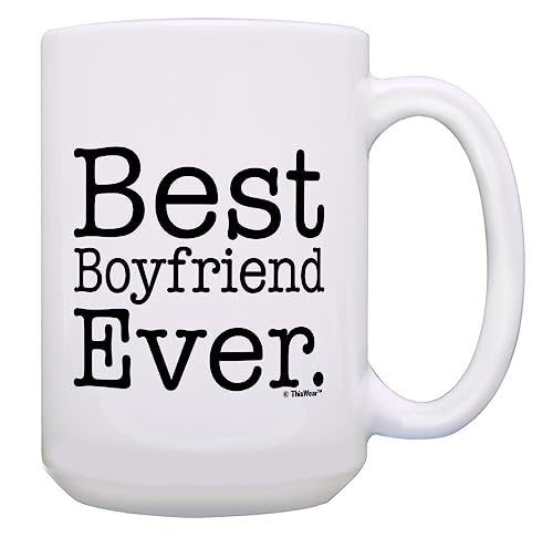 ThisWear Anniversary Mug for Men Best Boyfriend Ever Mug GF BF Mug 15oz Ceramic Coffee Mug with...
