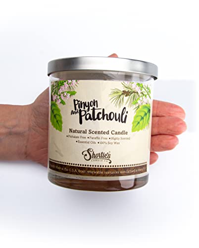 Pinyon & Patchouli Scented Natural Soy Candle, Essential Fragrance Oils, 100% Soy, Phthalate & Paraben Free, Clean Burning, 9 Oz. #TOP2