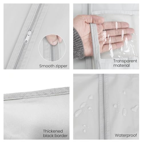 Miniatura 3 de Zythrem 10 Piezas Fundas Ropa, 60x120cm Fundas Ropa Armario, Cubierta De Polvo Para Ropa, Fundas Para Trajes Con Cremallera Ventana Transparente Para Vestidos Abrigos Camisas