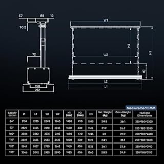 NothingProjector Schermo per Proiettore, 120 Pollici Autoportante Estensibile Elettrico, ALR CLR, Schermo 4K UHD TV Laser, Home Cinema Portatile, per Proiettore Ultra-Corto, Senza Montaggio, Bianco