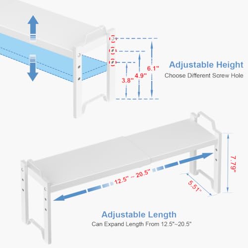 Image of Narrow Expandable Cabinet Shelf Organizer, Kitchen Countertop Storage