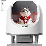 Bashaw Self Cleaning Litter Box, Large Capacity Automatic Litter Box for Multiple Cats, App Control, Safety Sensors, 2 Rolls of Garbage Bags (White)