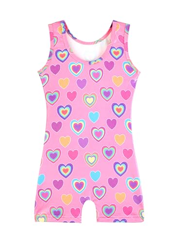 Image of HOZIY Gymnastics Leotards for Girls with Shorts Toddlers Biketards Rainbow Unicorn Dinosaur Mermaid Leopard Flower Galaxy