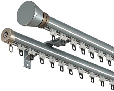Adjustable Double Curtain Rod Set - Heavy Duty Aluminum Drapery Track for Wall Mount, Double Rail Curtain Rods, Easy Installation, Modern Home Décor, Perfect for Living Room and Bedroom