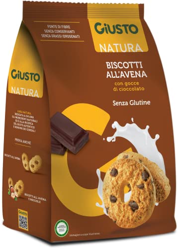 Giusto Natura - Biscotti All'Avena Con Gocce Di Cioccolato Senza Glutine, 250G