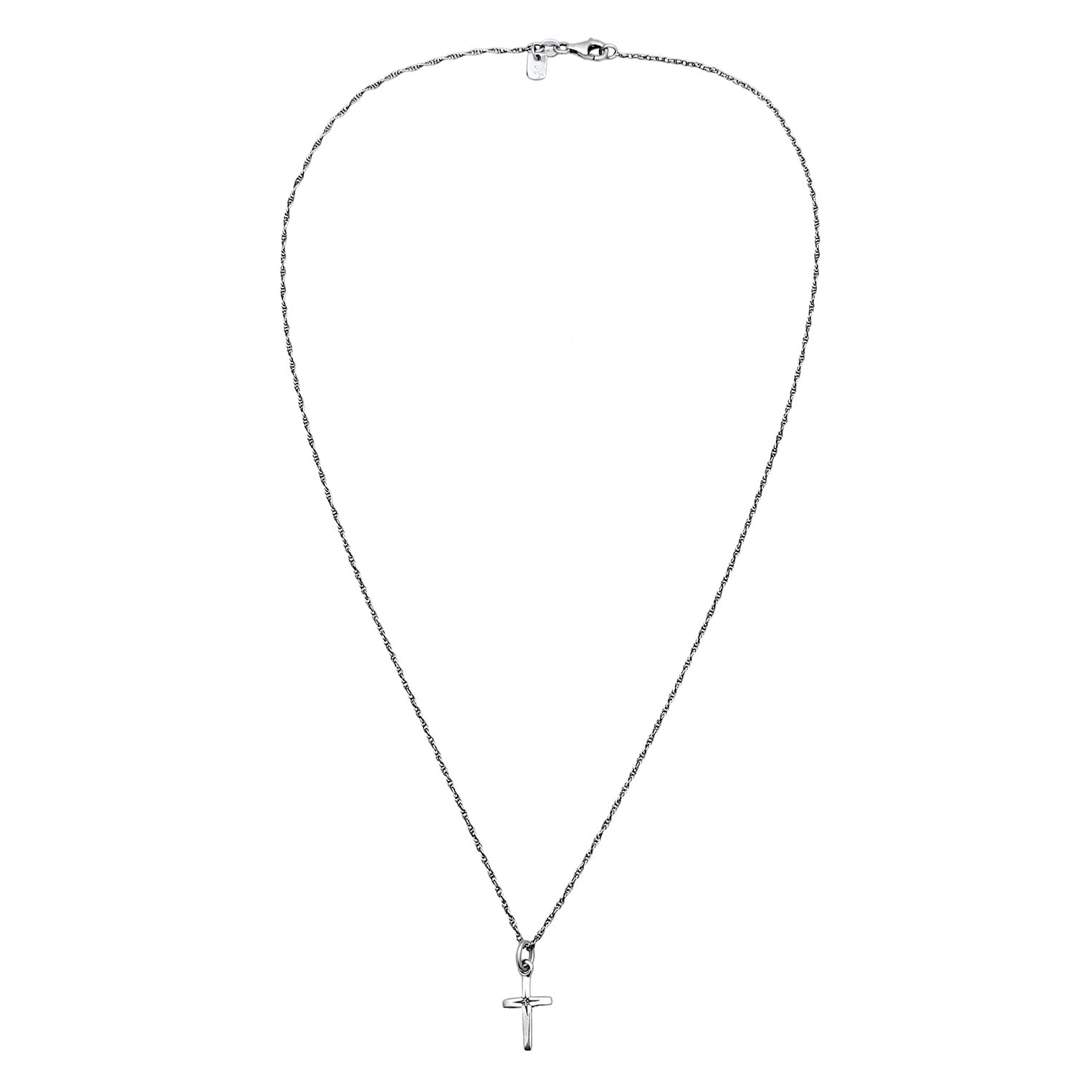 Kuzzoi Herren Halskette mit Kreuz Anhänger (14 mm) aus 925 Sterling Silber für Mann Freund Sohn aus 925 Sterling Silber, Vintage Kreuzkette oxidiert Länge 50 cm