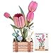 Set di puzzle 3D, fiore fai da te, in legno, per fiori artificiali, da assemblare, per adulti, la migliore decorazione per la casa e il set regalo di San Valentino (Tulip) immagine