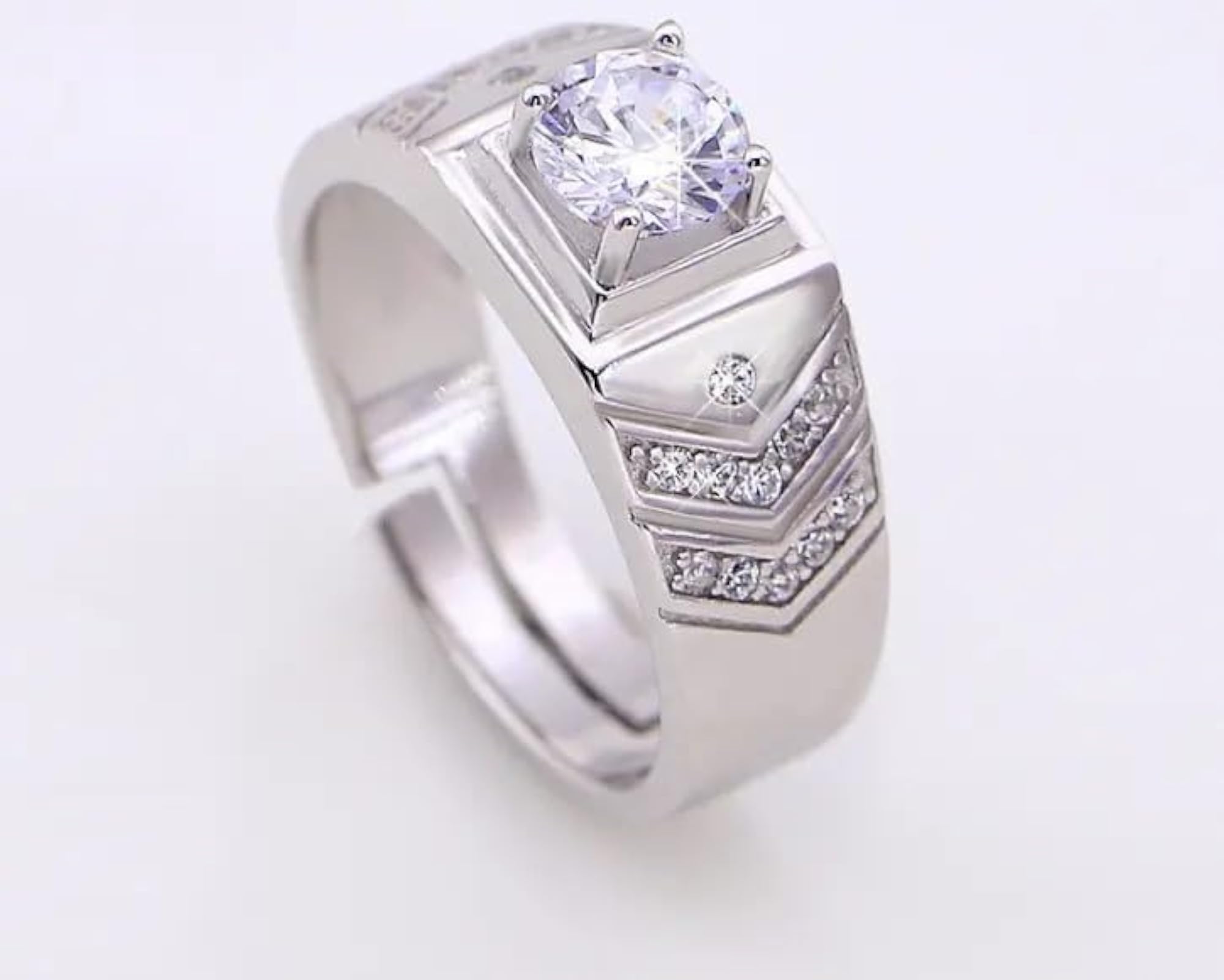 Men's Adjustable American Diamond Solitaire Thumb Ring