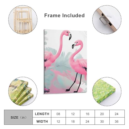 Tableau flamant rose cadre 40x60 pour égayer une salle de bain