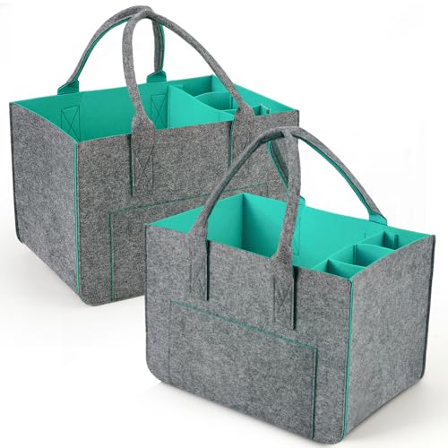 Eurhomewit Sac en Feutre Shopper avec Compartiments, Pliable et Robuste Sac de Course, 30L Panier Courses/Sac à Bouteilles/Sac à Vêtements/Sac à Jouets...