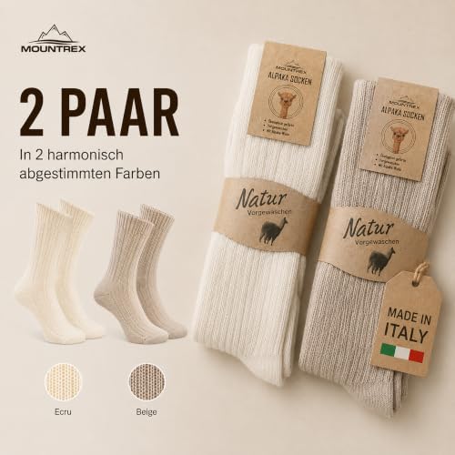 MOUNTREX Alpaka Wintersocken 2er-Set, Ecru/Beige, 39-42 – Bild 4