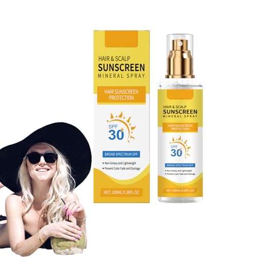 SPF 30 Scalp & Hair Sunscreen Spray,UV Protection for Color-Treated Hair Defense,Non-Greasy Lightweight Sunblock,Water-Resistant Beach Pool Outdoor Shield,Hair & Scalp SPF 30 Protection (1 Bottle)