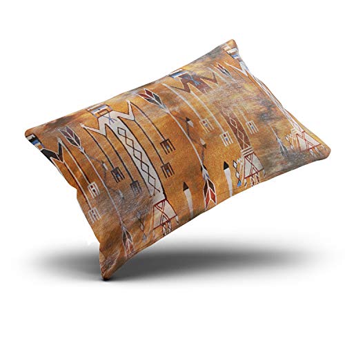 Xiuba Pillowcases Coloured Native American Indian And Cowhide Print Customizable Cushion Decorative Rectangle 12X20 Inch Boudoir Size Throw Pillow Cover Case Hidden Zipper Double-Sided Design Printed #TOP2