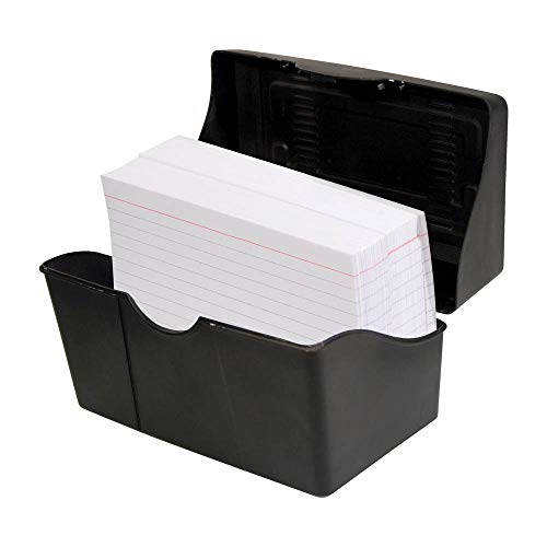 1Intheoffice Index Card Box 5X8 Index Card Holder, 400 Card Capacity Black (2 Pack) #TOP1