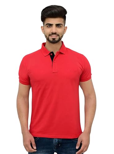 Image of 3BROS Men's Cotton Blend Half Sleeve Regular fit Comfortable Polo Neck T-Shirt (Pack of 1)