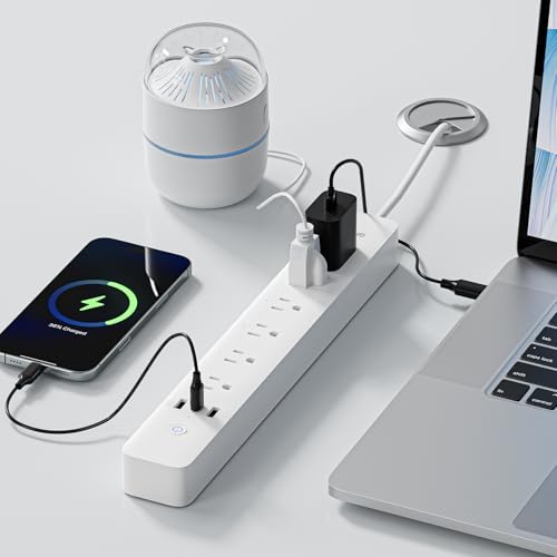 Image of GHome Smart Power Strip, WiFi Surge Protector with 6 Individually Controlled Outlets, 3 USB Ports, Compatible with Alexa & Google Home