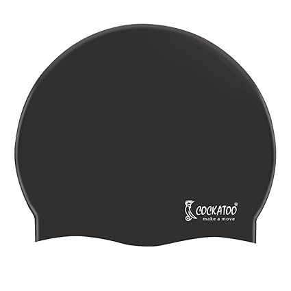 Cockatoo SC01 Rubber Swimming Cap for Adults, Swimming Cap for Men & Women, Black