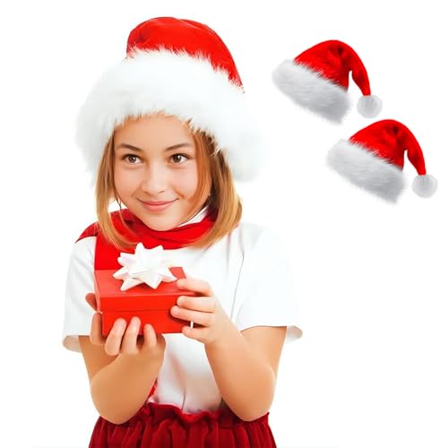 Chapeau de Noël cadeau idéal pour enfants pack de 2 bonnets en velours rouge pour fêtes de fin d'année