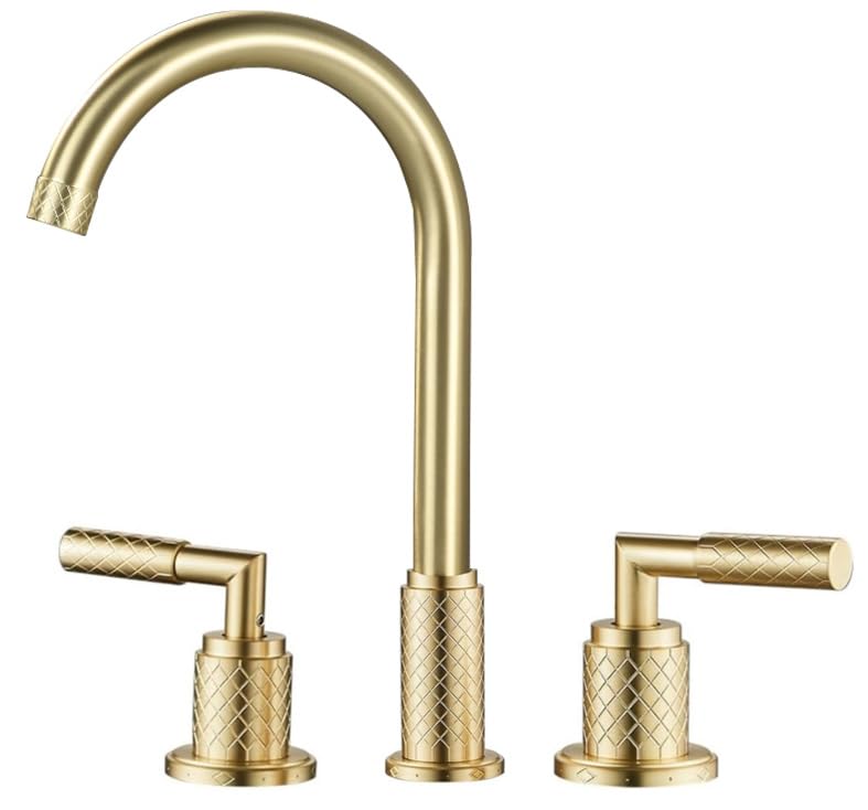Robinet de lavabo trois trous eau chaude et froide pour vasque avec tuyau en 7