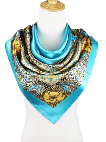 Image of Women's 35 inch Satin Square Silk Like Hair Scarves and Wraps Headscarf for Sleeping | Silk Feel Neckerchief, Hair Scarf, Fashion Bandana, Headscarf, Headband, Hair Wrap Sleeping, Daily Fashion Styling