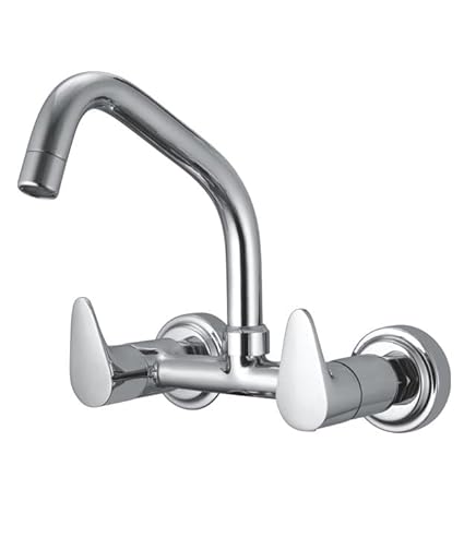 THOISEWELT Bathroom Kitchen Wash Basin Sink Mixer Long Spout with Swinging Brass Material Chrome Finish (VL-10-151)