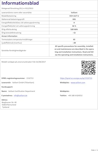 Vaillant Warmwasserspeicher, Untertischgerät eloSTOR VEH 10/7-5 U plus, 230 V, Kapazität: 10 Liter, druckfester Elektro-Kleinspeicher, Untertisch, 0010021147