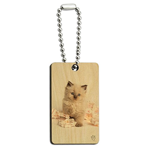 Miradoll Ragdoll Cat Kitten Flowers Wood Wooden Rectangle Keychain Key